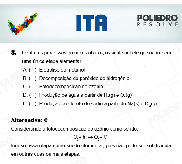 Questão 8 - Química - ITA 2018