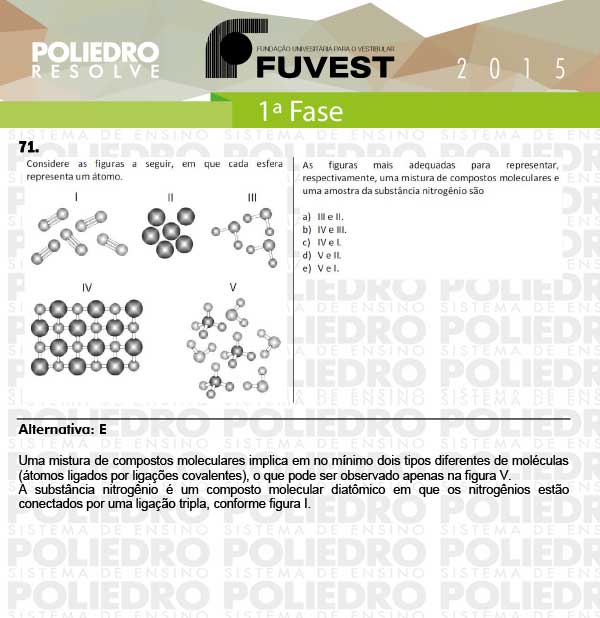 Questão 71 - 1ª Fase - FUVEST 2015