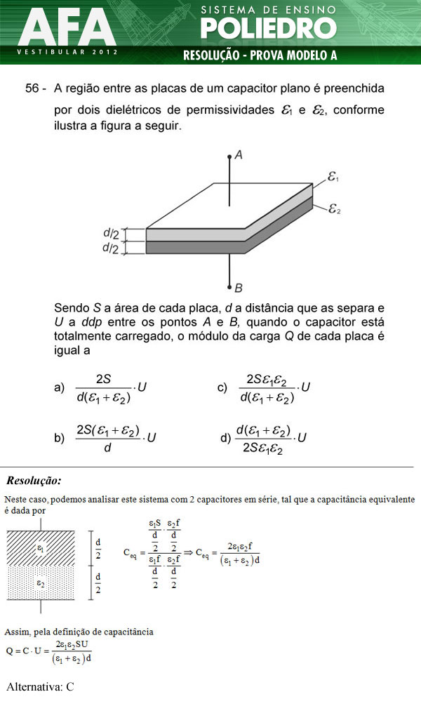 Questão 56 - Prova Modelo A - AFA 2012