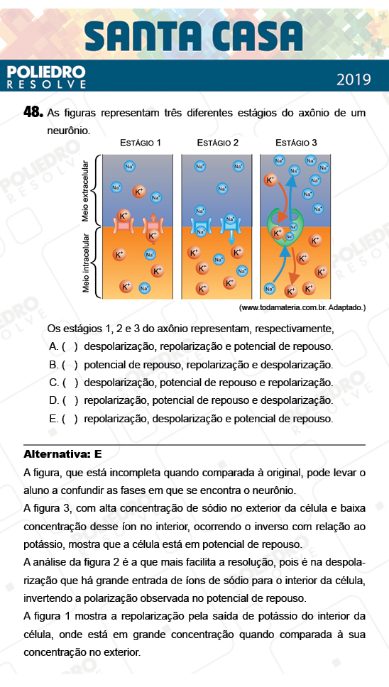 Questão 48 - 2º Dia - Objetivas - SANTA CASA 2019