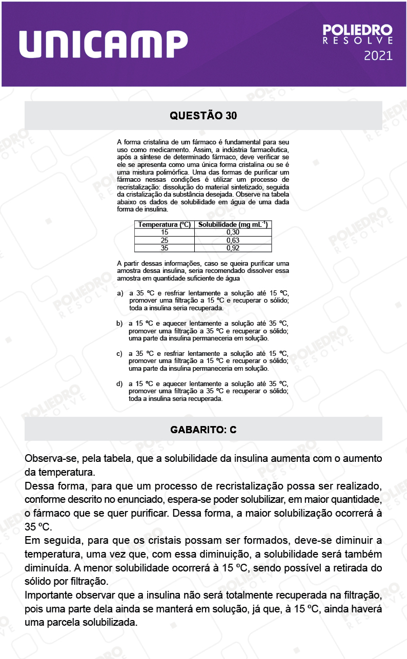 Questão 30 - 1ª Fase - 2º Dia - Q e Z - UNICAMP 2021