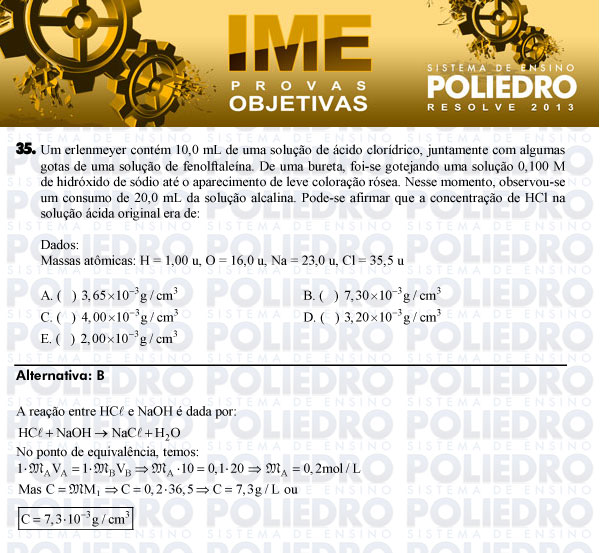 Questão 35 - Objetiva - IME 2013