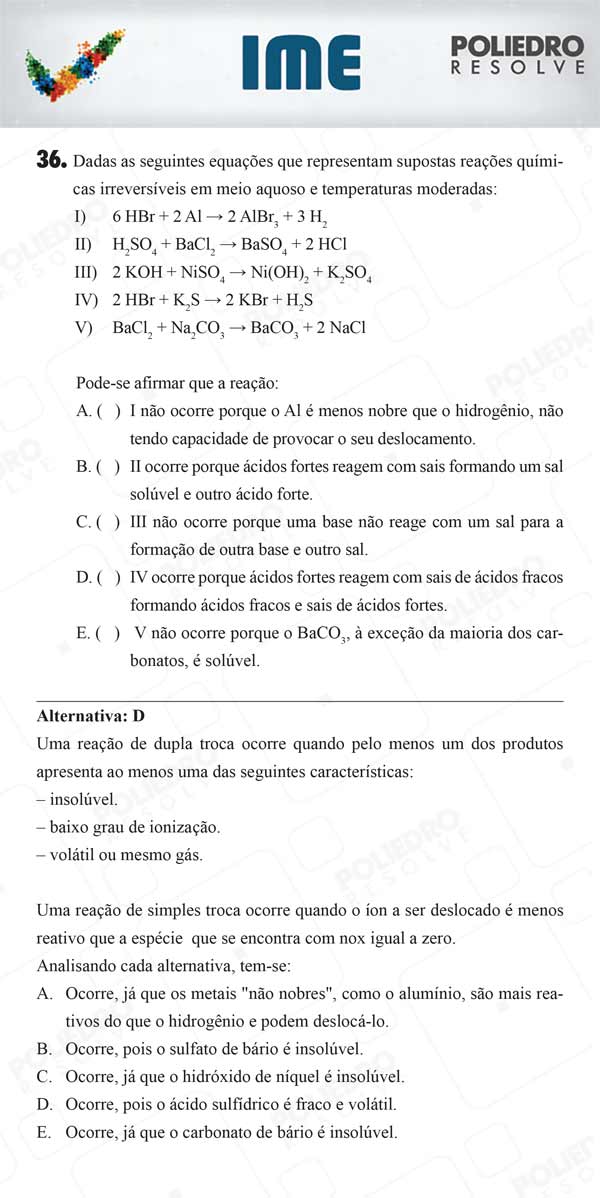 Questão 36 - 1ª Fase - IME 2018