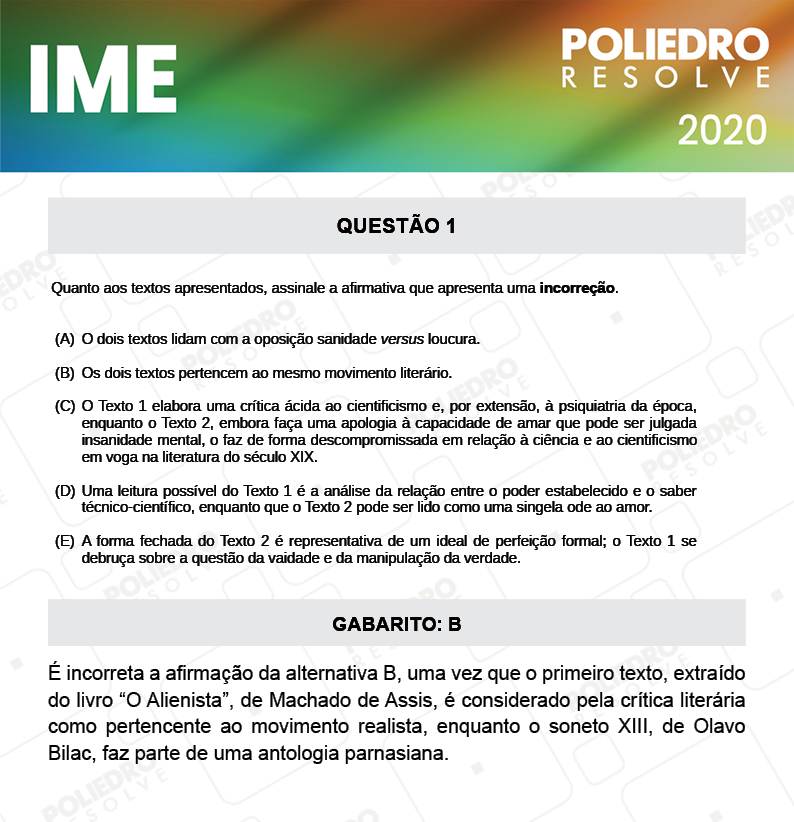 Questão 1 - 2ª Fase - Português/Inglês - IME 2020