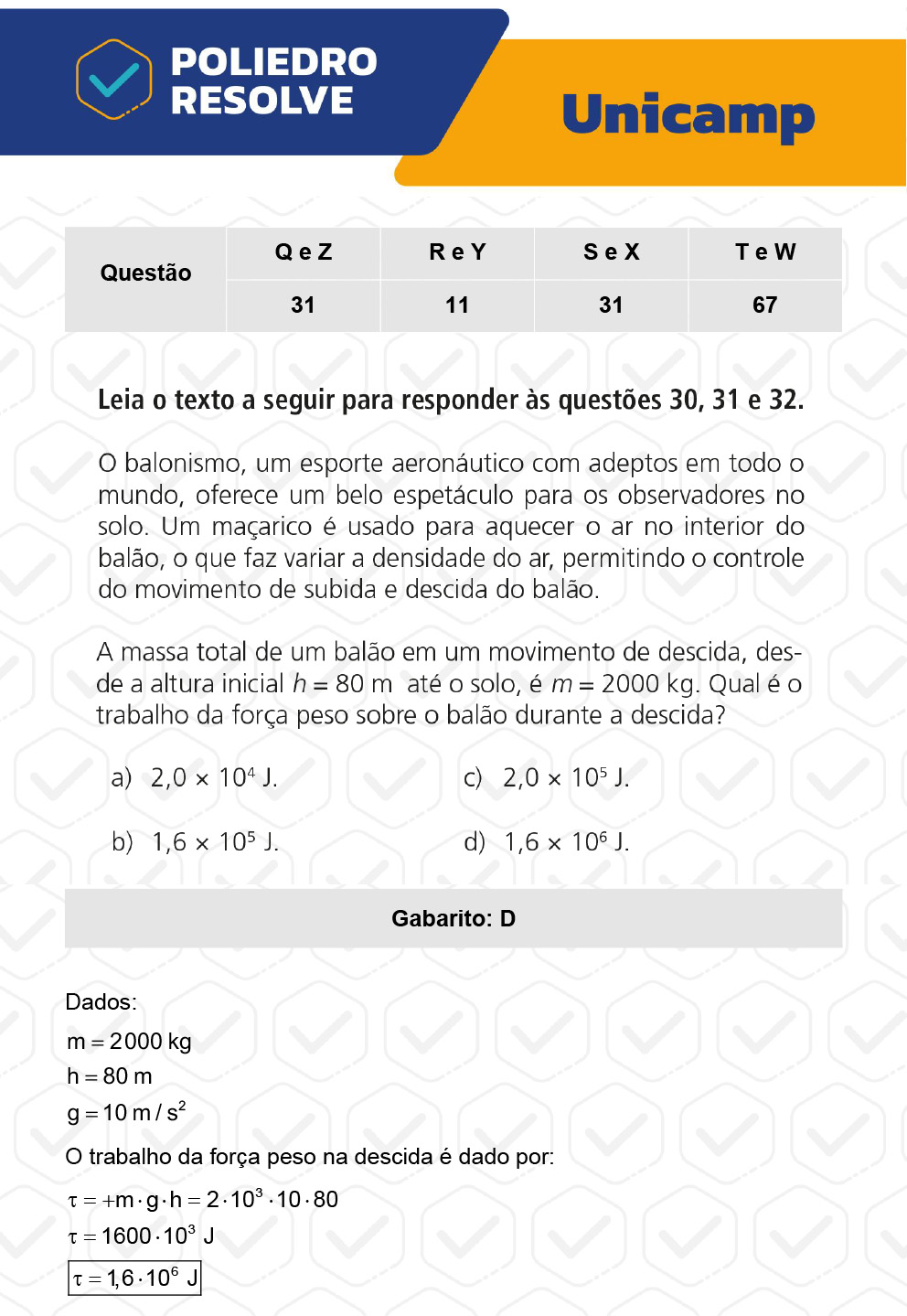 Questão 31 - 1ª Fase - 1º Dia - Q e Z - UNICAMP 2023