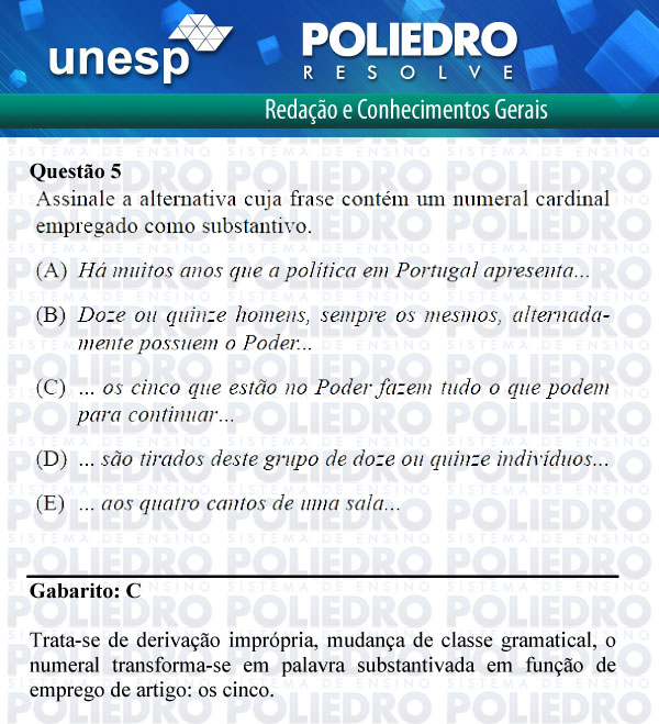 Questão 5 - 1ª Fase - UNESP 2012