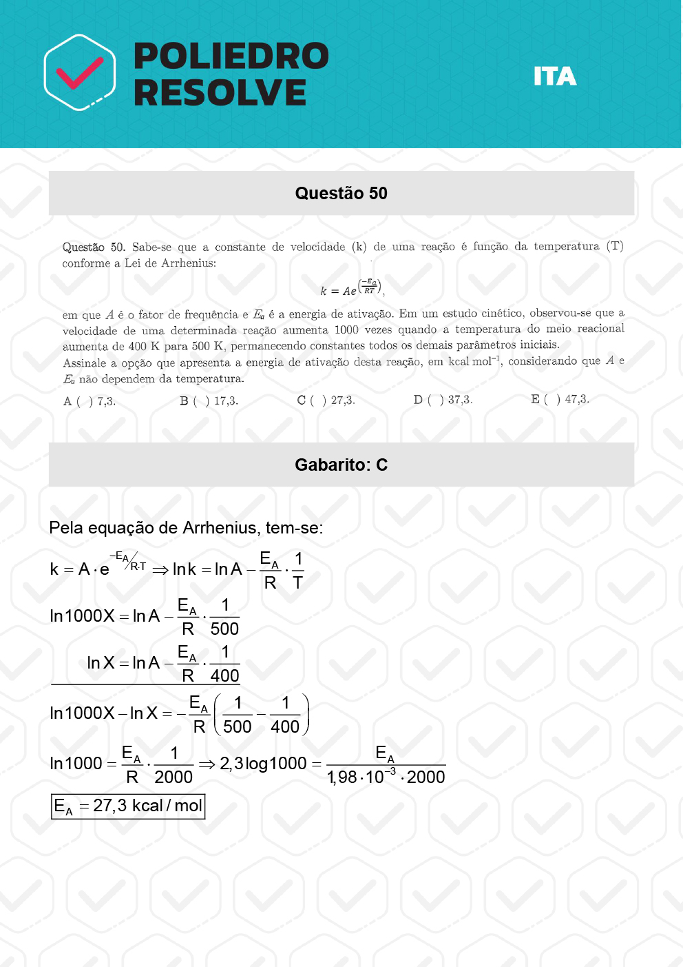 Questão 50 - 1ª Fase - ITA 2023