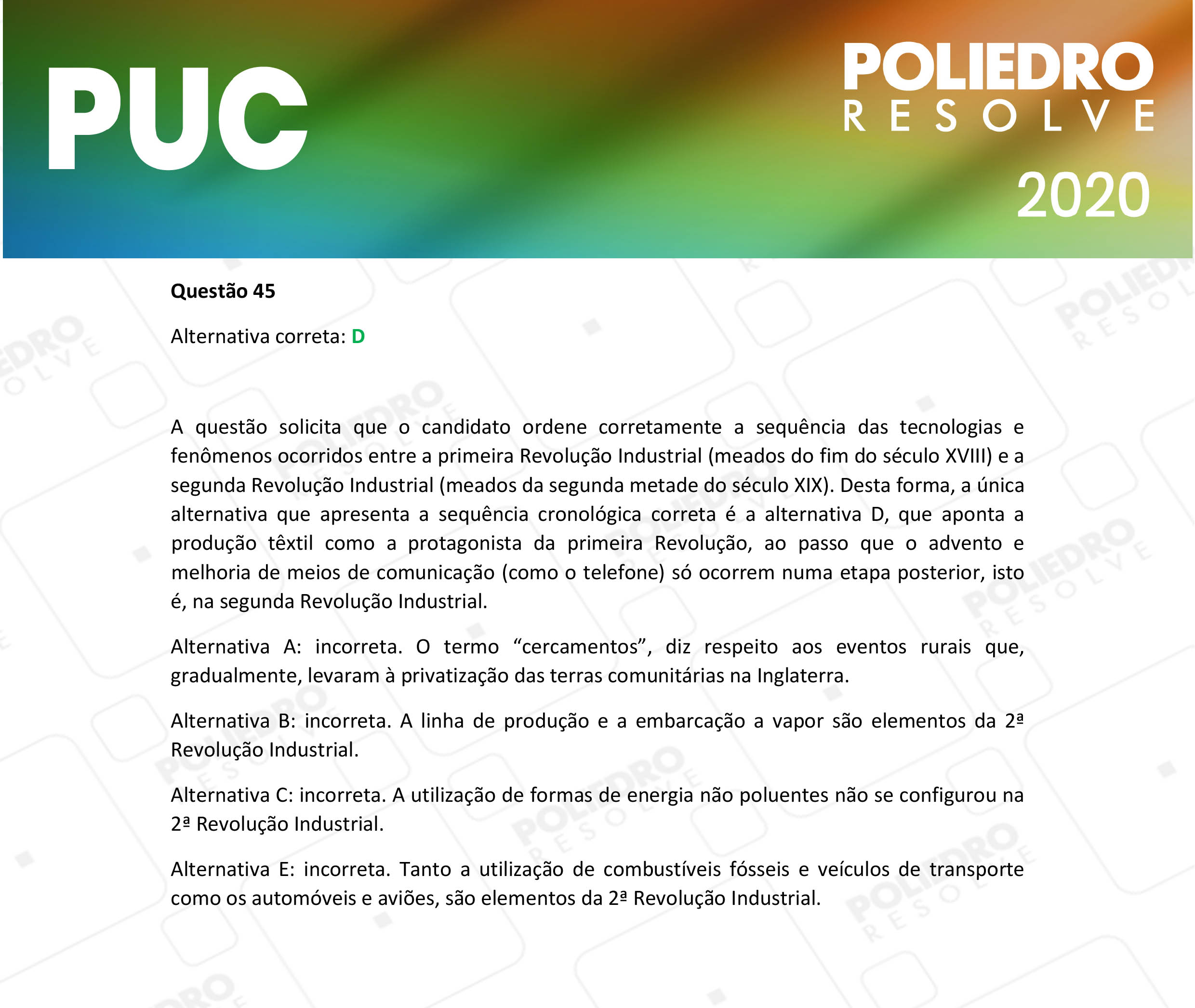 Questão 45 - 1ª Fase - PUC-Campinas 2020