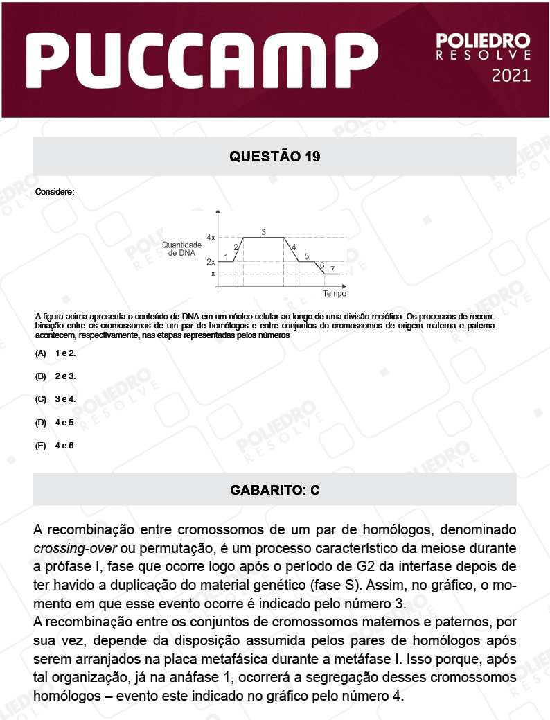 Questão 19 - MEDICINA - PUC-Campinas 2021