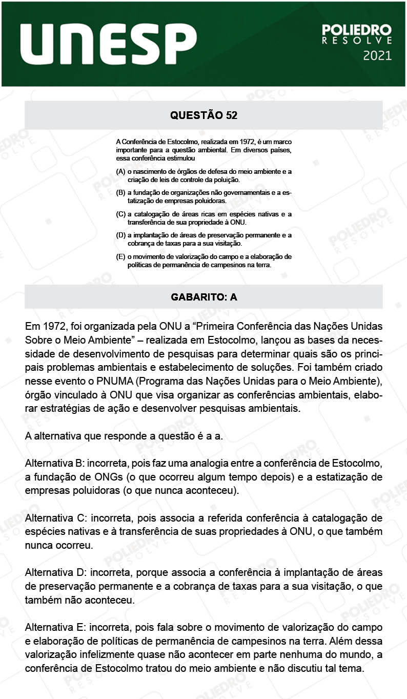 Questão 52 - 1ª Fase - 1º Dia - UNESP 2021