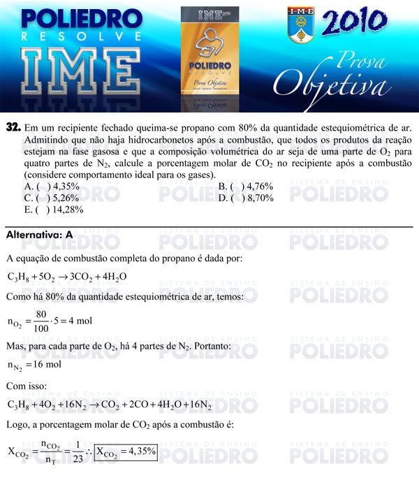 Questão 32 - Objetiva - IME 2010