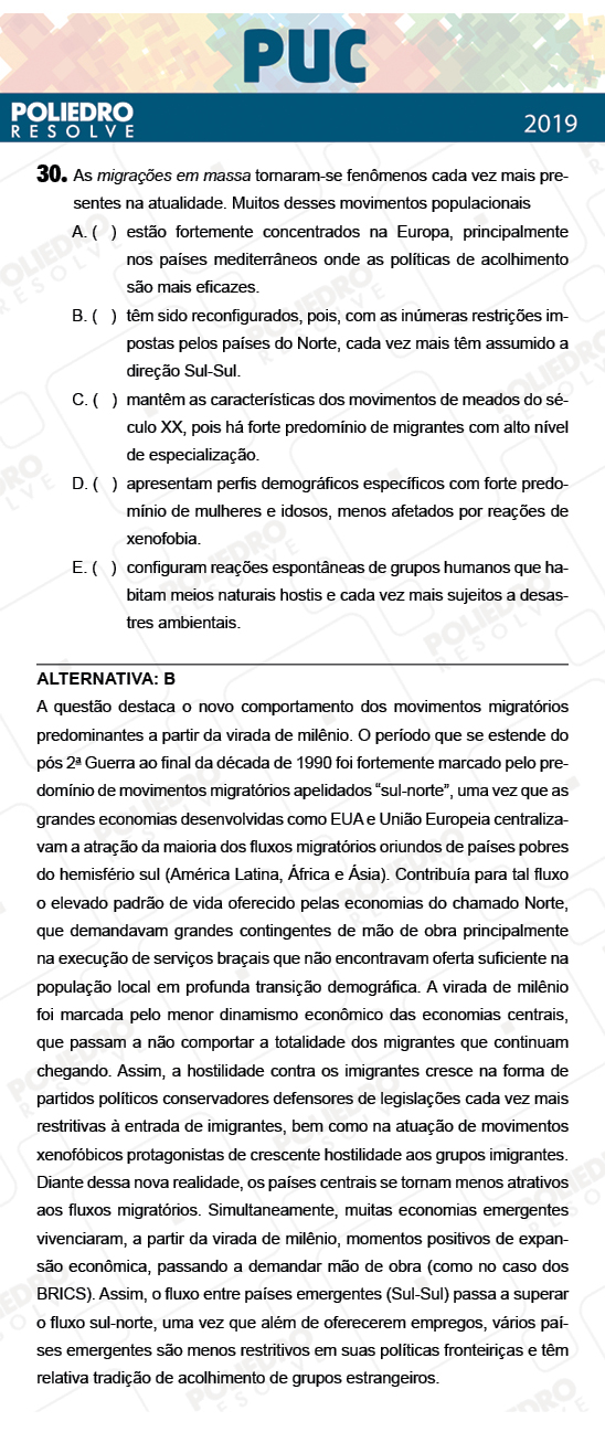 Questão 30 - 1ª Fase - PUC-Campinas 2019