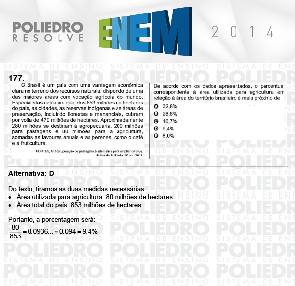 Questão 177 - Domingo (Prova Cinza) - ENEM 2014