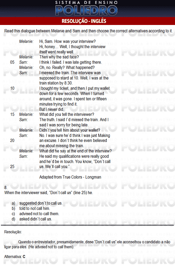 Questão 8 - Inglês e Matemática - AFA 2010