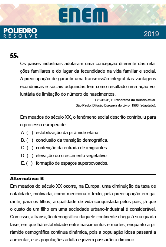 Questão 55 - 1º Dia - Prova BRANCA - ENEM 2018