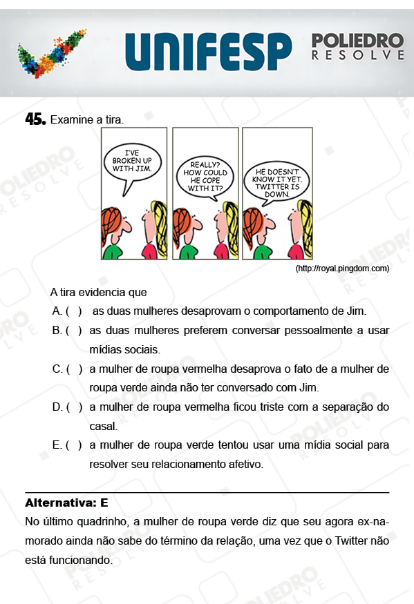 Questão 45 - 1º Dia - UNIFESP 2018