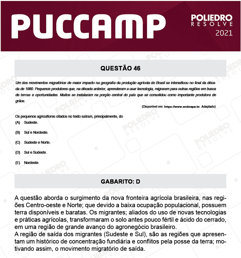 Questão 46 - Direito - PUC-Campinas 2021