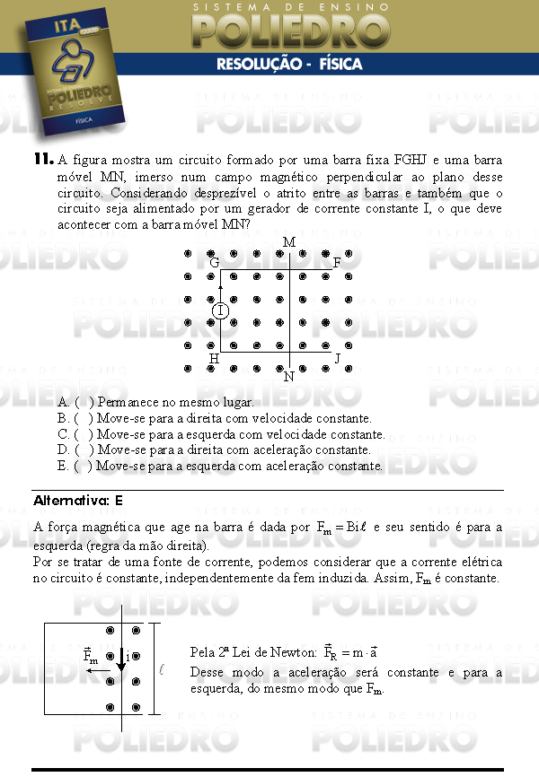 Questão 11 - Física - ITA 2008