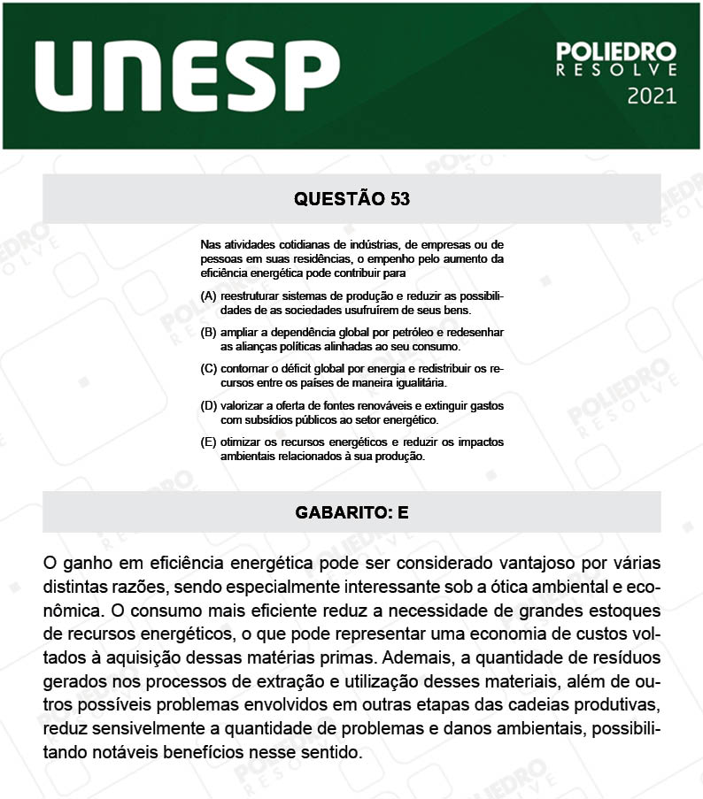 Questão 53 - 1ª Fase - 1º Dia - UNESP 2021