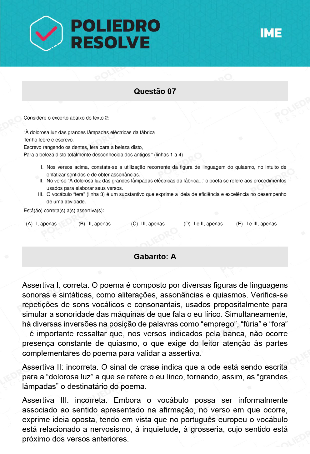 Questão 7 - 2ª Fase - Português/Inglês - IME 2022