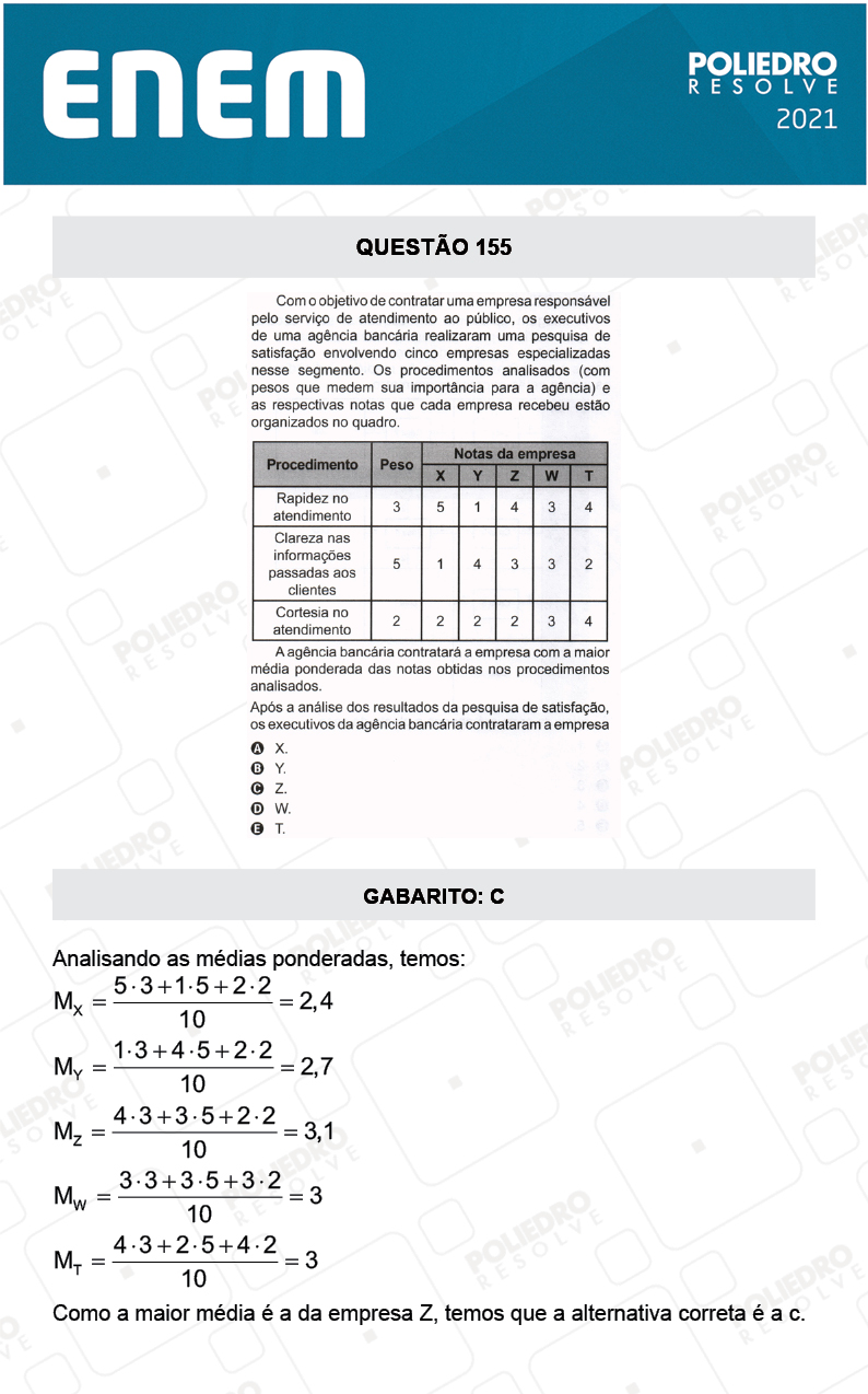 Questão 155 - 2º Dia - Prova Cinza - ENEM 2020