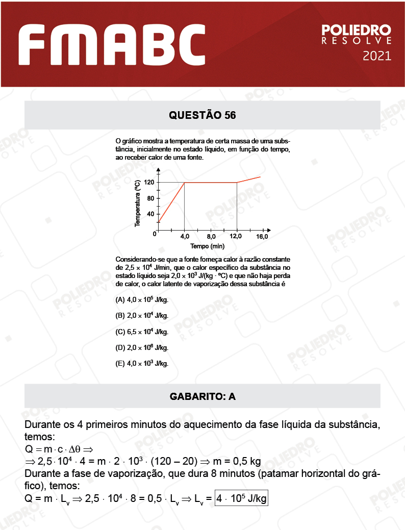 Questão 56 - Fase única - FMABC 2021