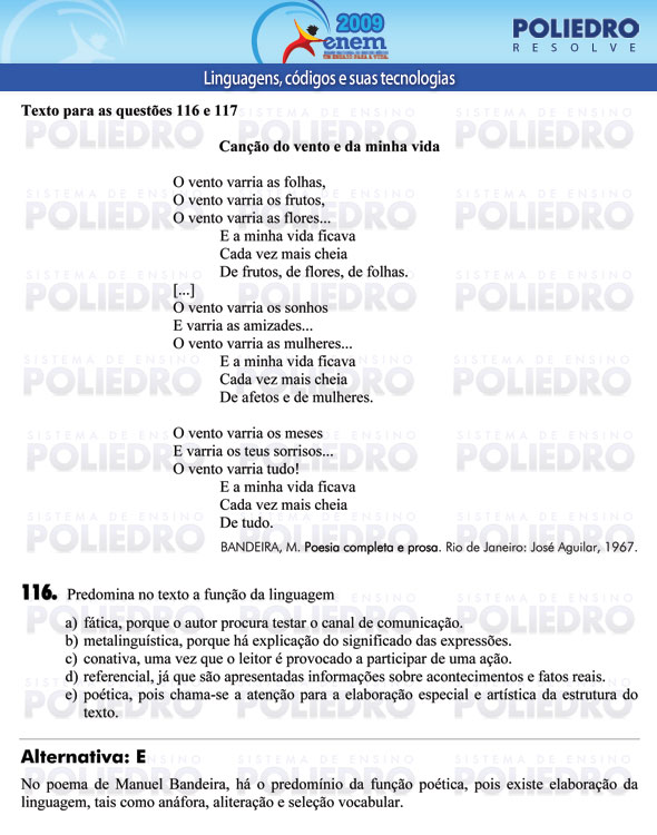 Questão 116 - Prova - ENEM 2009