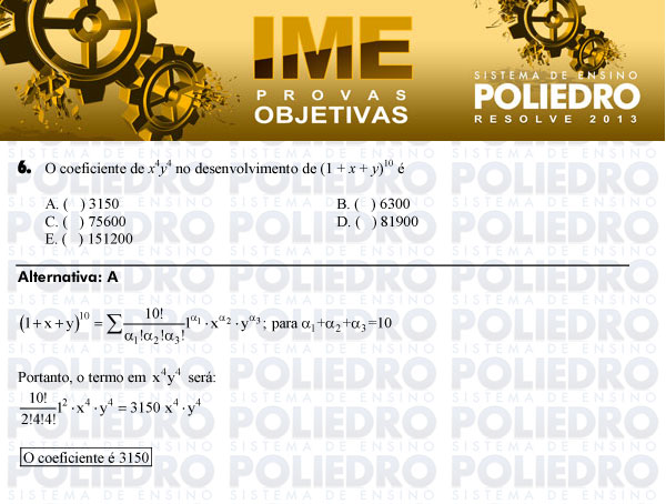 Questão 6 - Objetiva - IME 2013