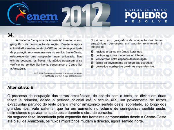 Questão 34 - Sábado (Prova azul) - ENEM 2012