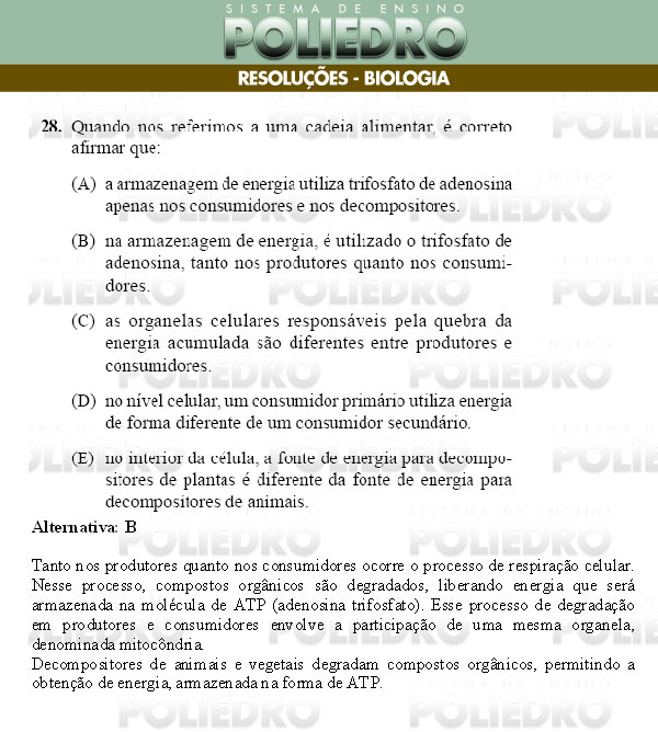 Questão 28 - Conhecimentos Gerais - UNIFESP 2009