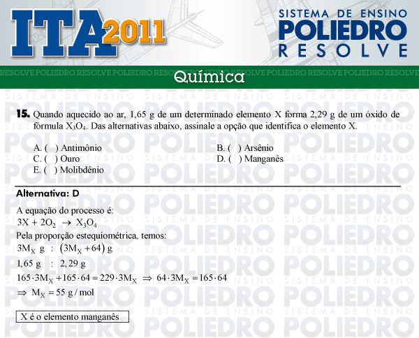 Questão 15 - Química - ITA 2011