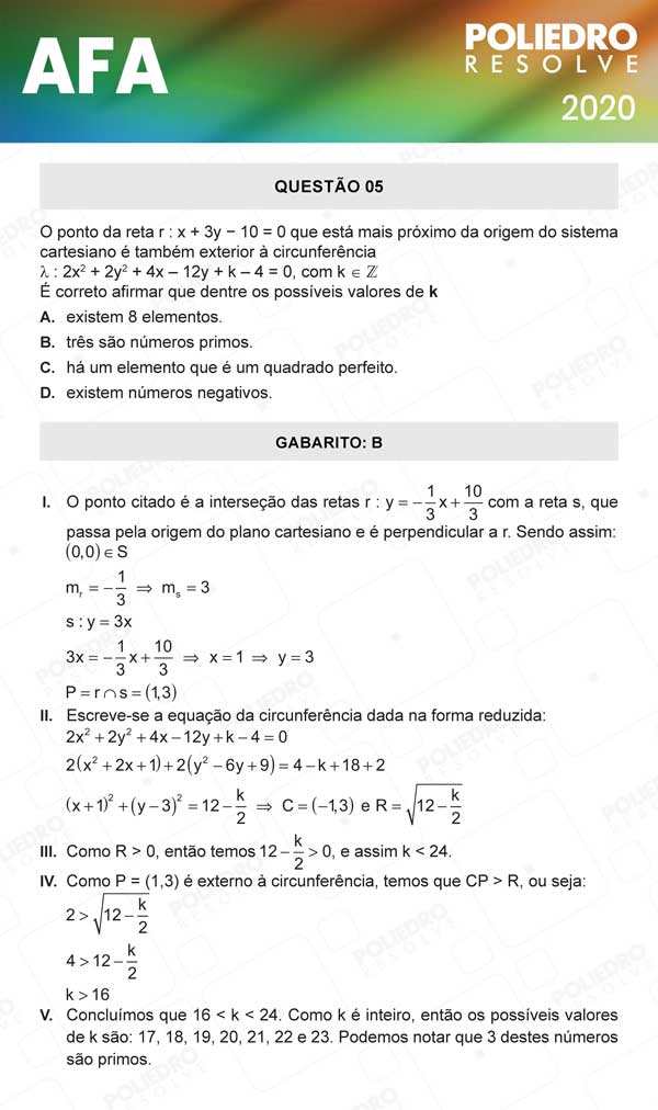 Questão 5 - Prova Modelo C - AFA 2020