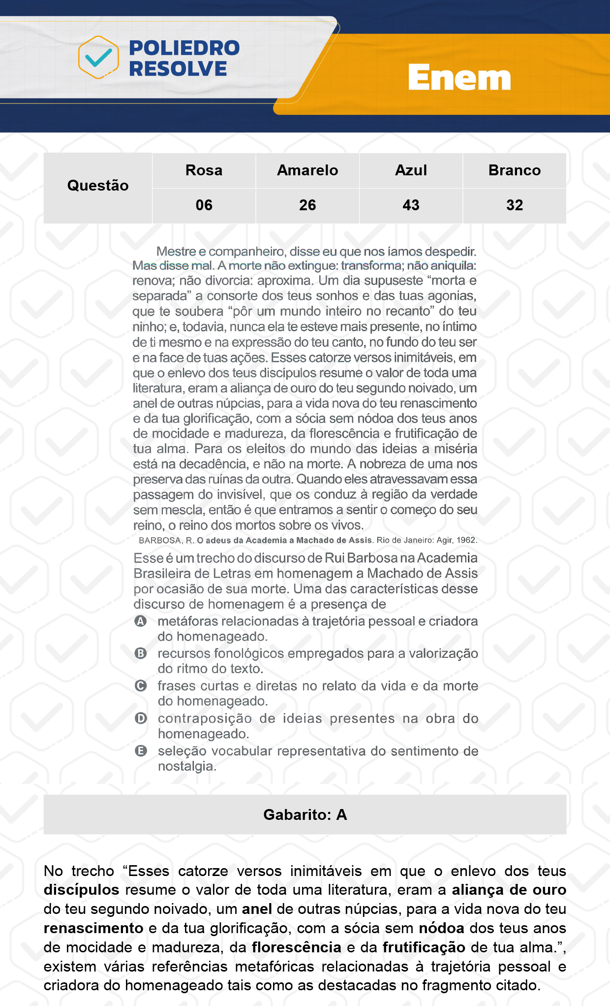 Questão 43 - Dia 1 - Prova Azul - Enem 2023