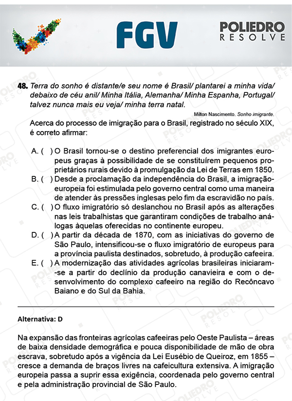 Questão 48 - Objetivas - FGV 2018