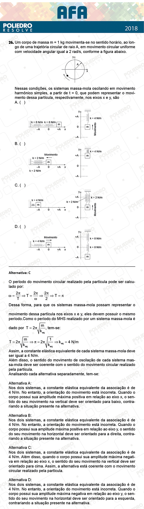 Questão 26 - Prova Modelo B - AFA 2019