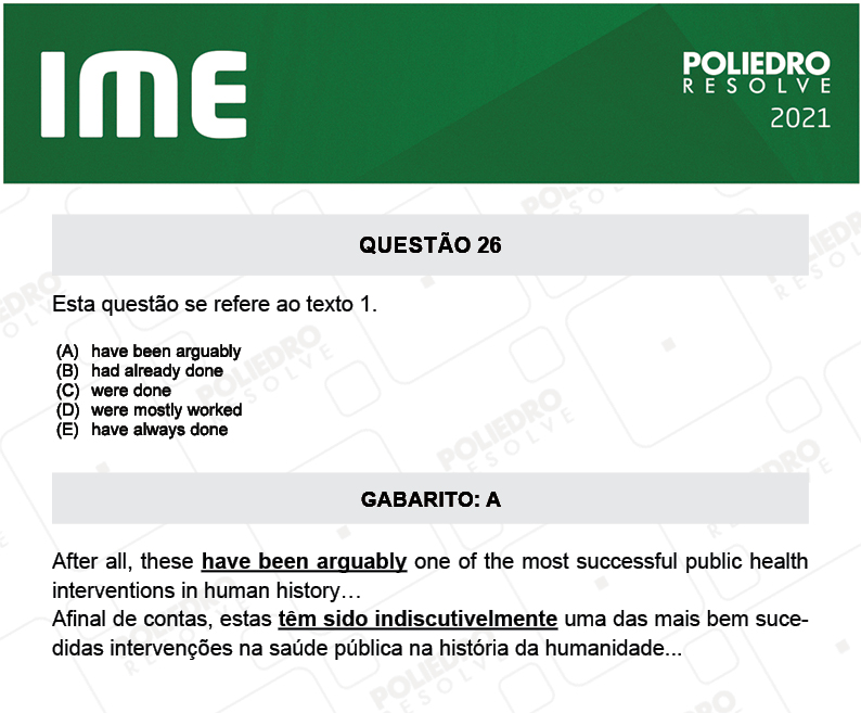 Questão 26 - 2ª Fase - Português/Inglês - IME 2021