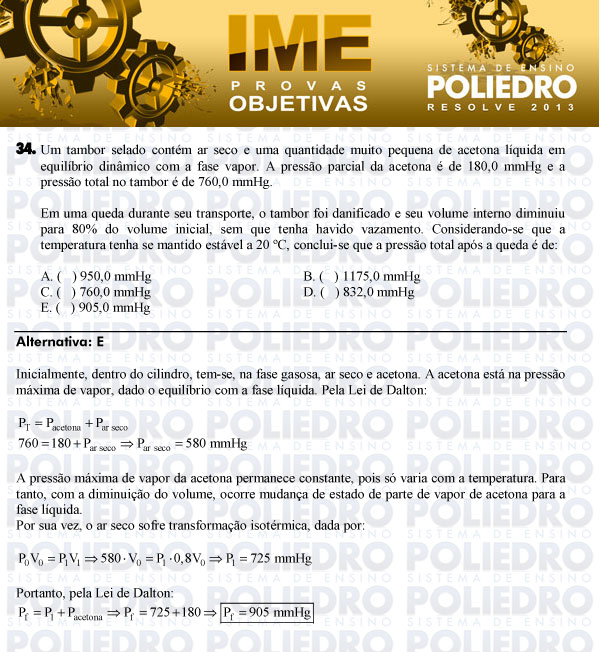 Questão 34 - Objetiva - IME 2013