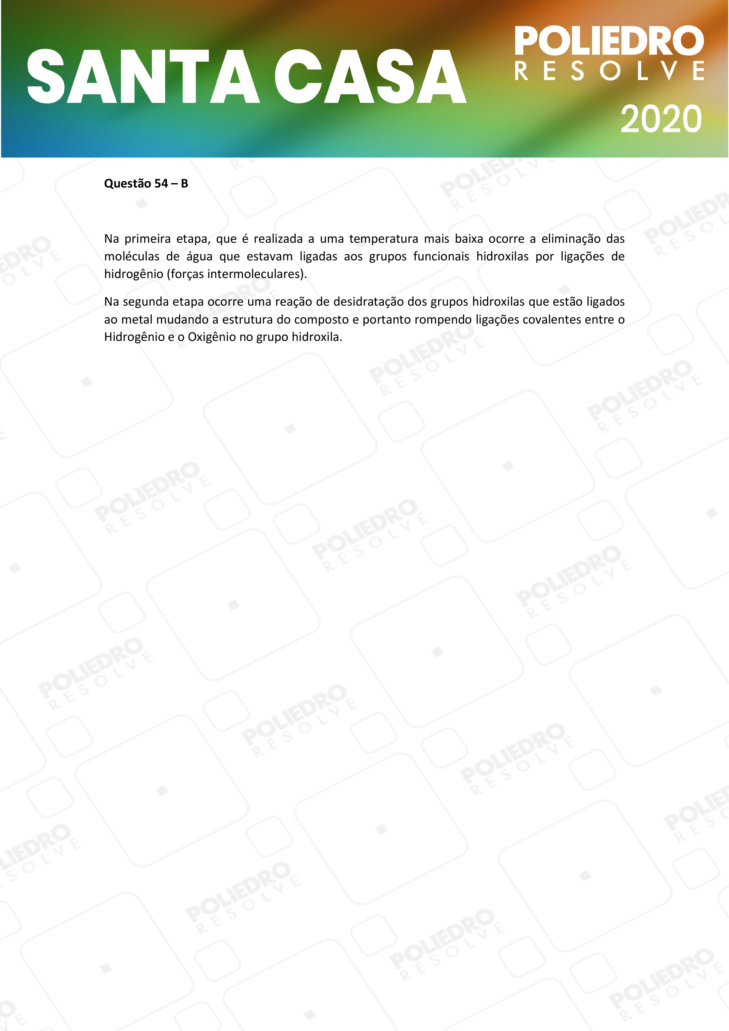 Questão 54 - 2º Dia - SANTA CASA 2020