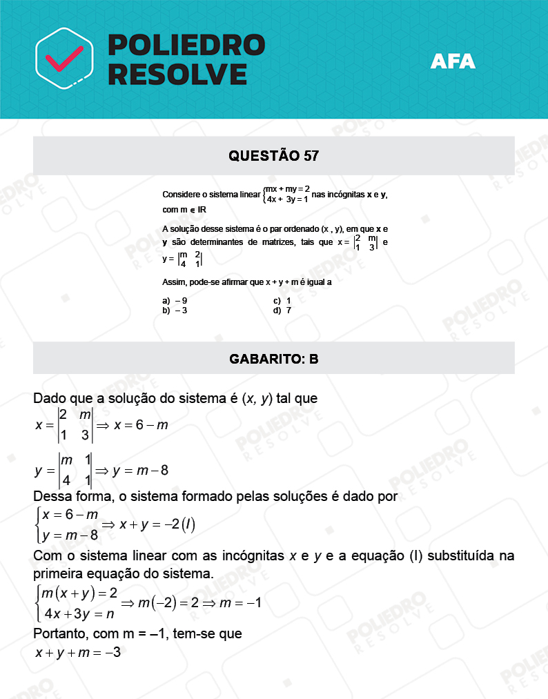 Questão 57 - Prova Modelo A - AFA 2022