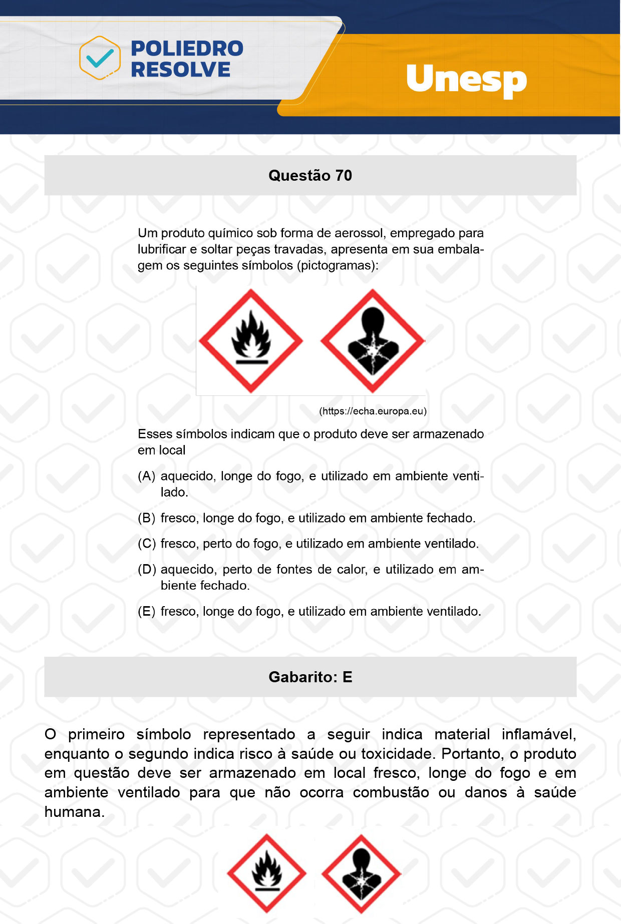 Questão 70 - 1ª Fase - UNESP 2024