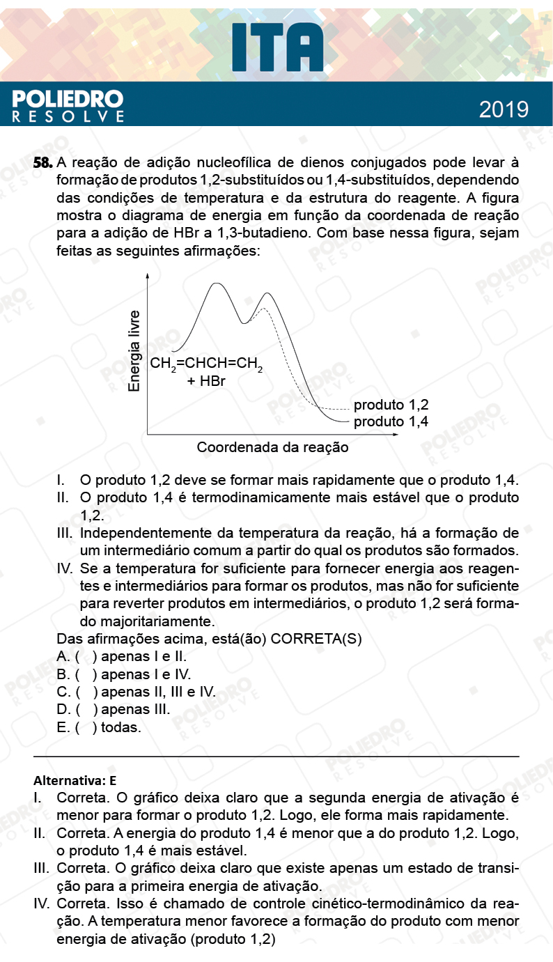 Questão 58 - 1ª Fase - FIS / POR / ING/ MAT / QUI - ITA 2019