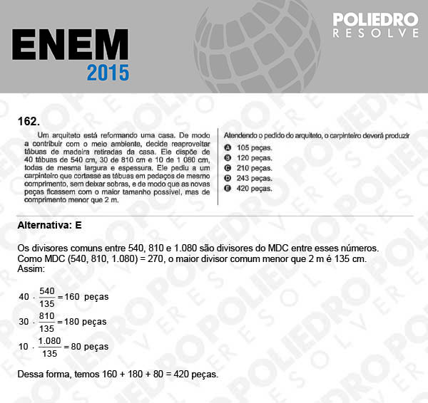 Questão 162 - Domingo (Prova Azul) - ENEM 2015