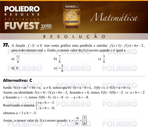 Questão 77 - 1ª Fase - FUVEST 2010