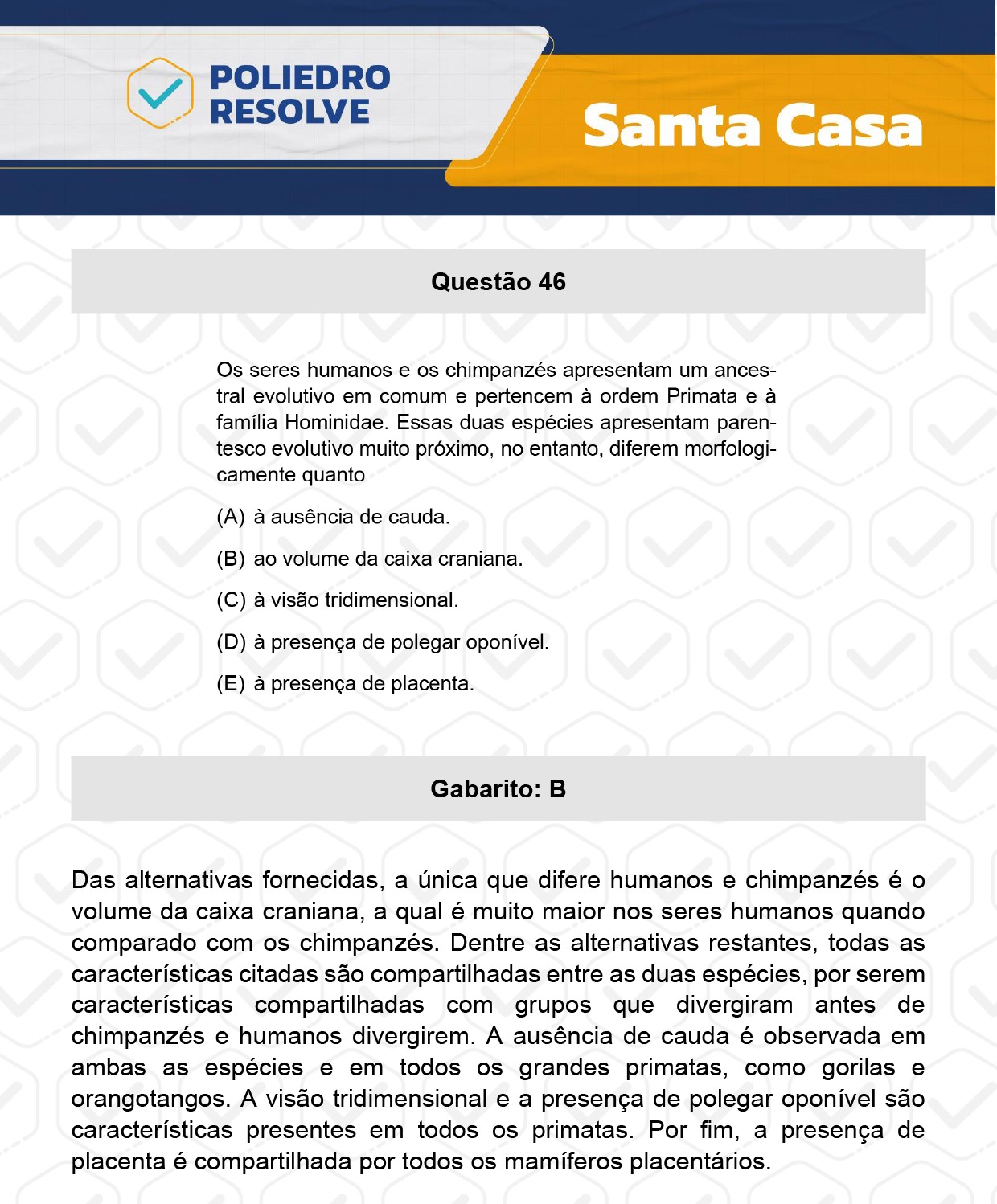 Questão 46 - 1º Dia - SANTA CASA 2024