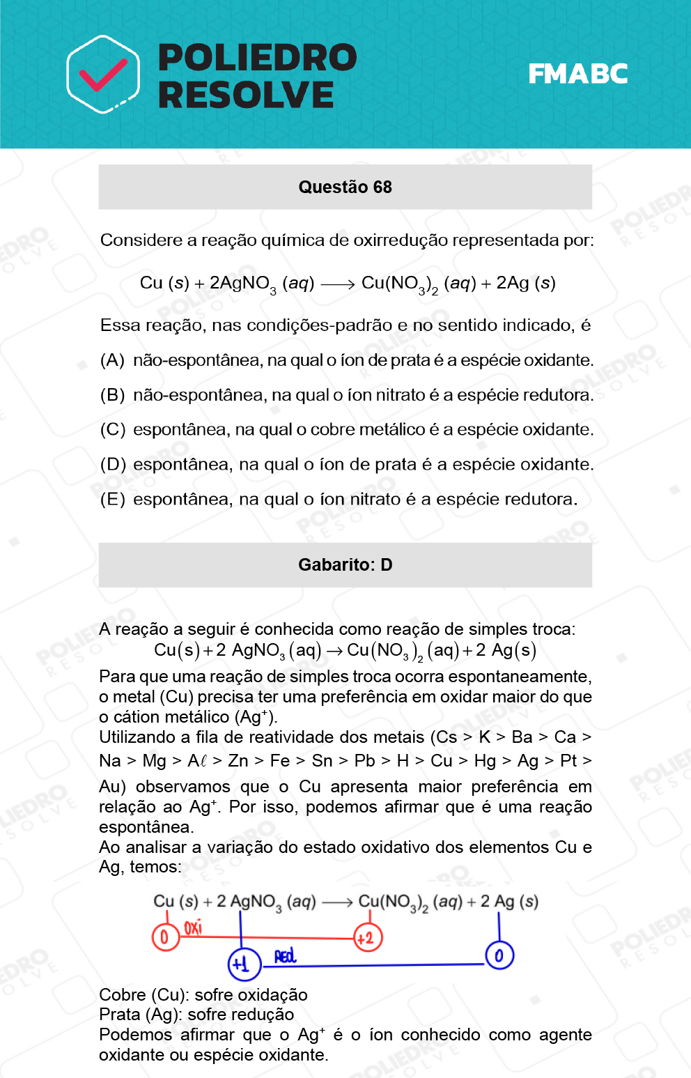 Questão 68 - Fase única - FMABC 2022