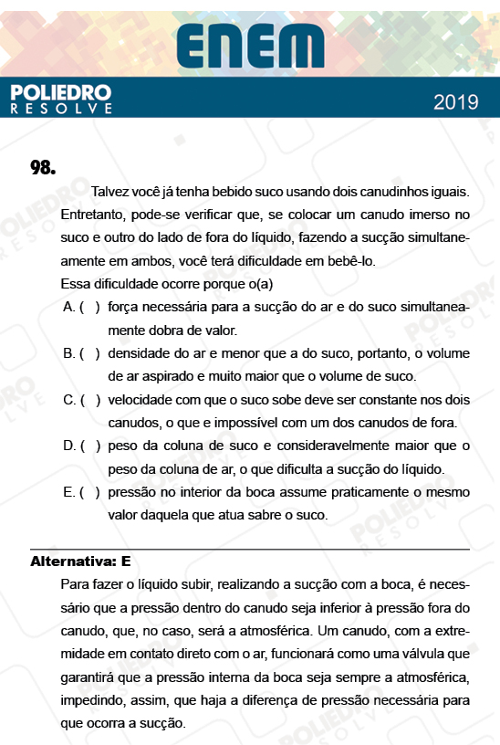 Questão 98 - 2º Dia - Prova CINZA - ENEM 2018