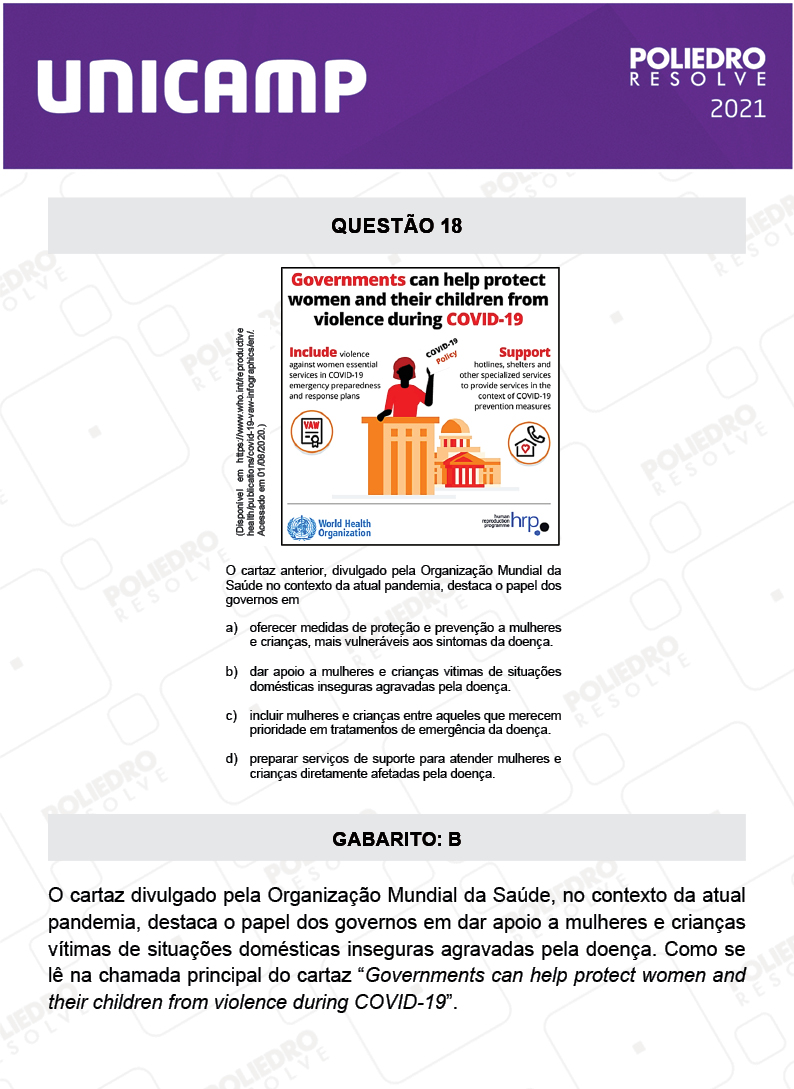 Questão 18 - 1ª Fase - 1º Dia - E e G - UNICAMP 2021