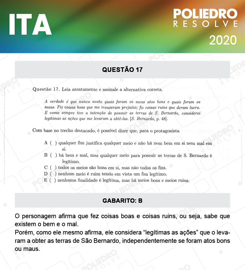 Questão 17 - 1ª Fase - ITA 2020