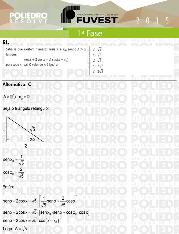Questão 51 - 1ª Fase - FUVEST 2015