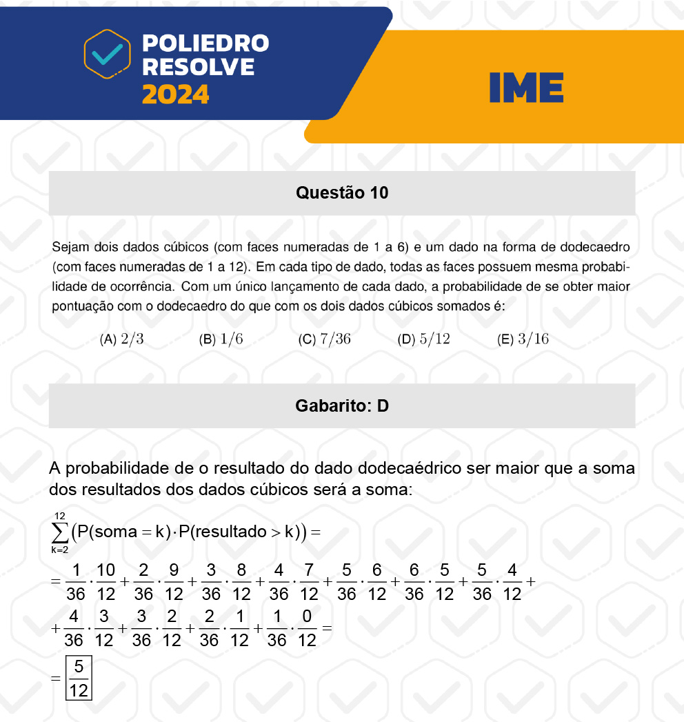 Questão 10 - 1ª Fase - IME 2024